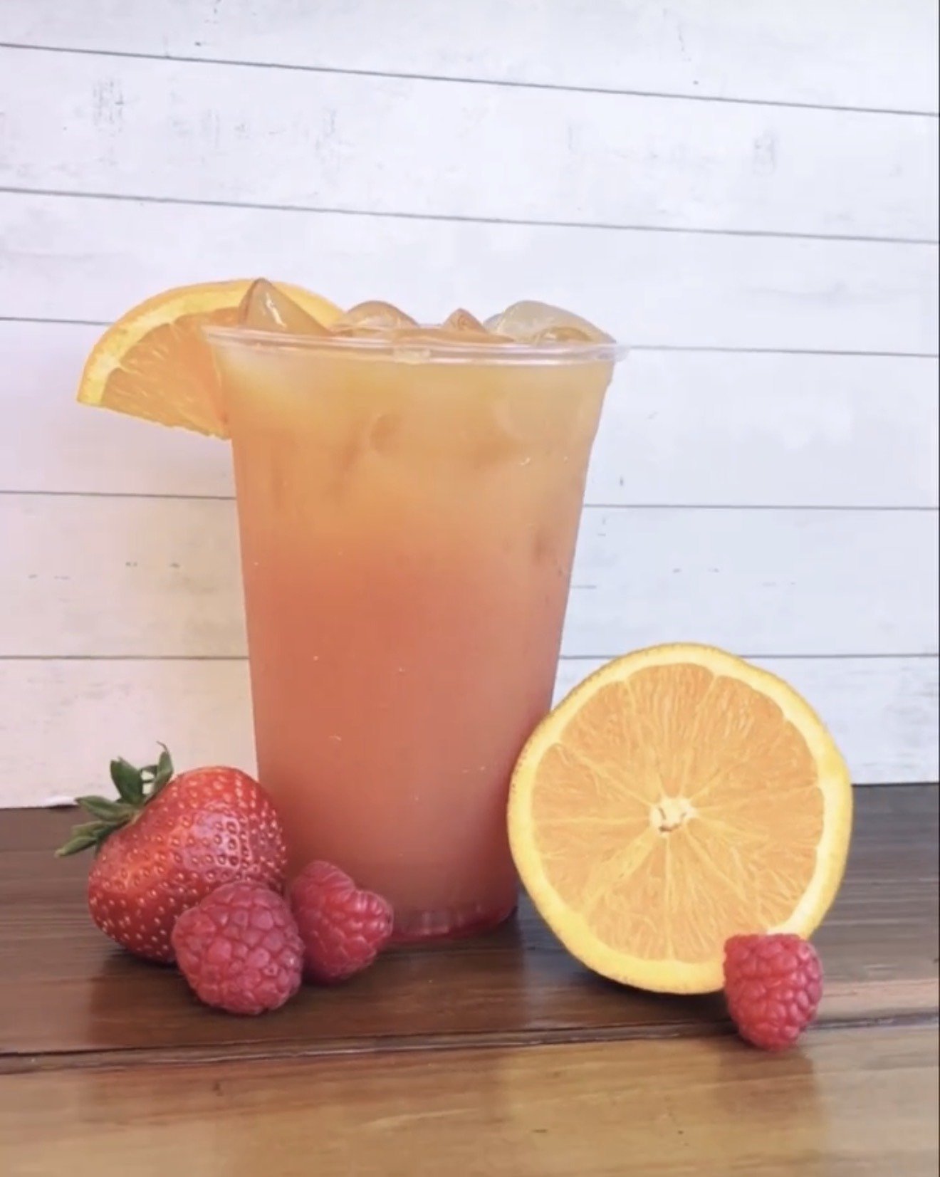Strawberry orange refresher with fresh berries
