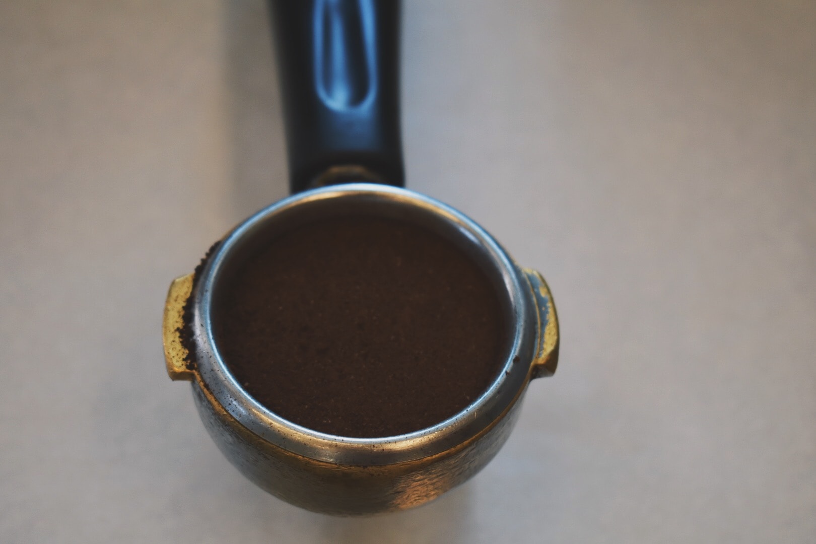 Tamped Coffee Grinds